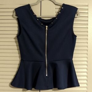 Navy Blue Tank with Padded Shoulders
